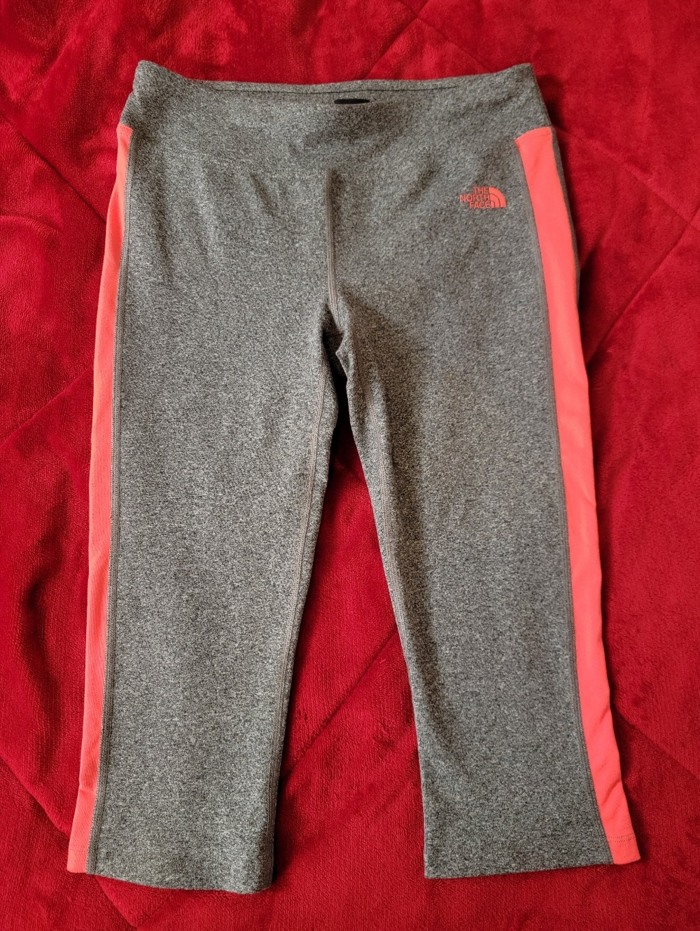The North Face Womens Gray Capri Leggings with Coral Side Panels